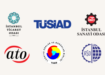 İTO, TÜSİAD, İSO, ATO, TOBB, ASO logoları.