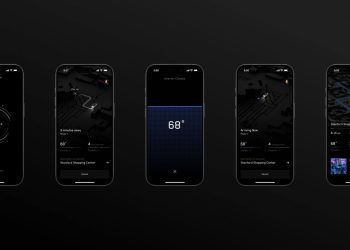 Tesla'nın otonom araç çağırma uygulamasının ekran görüntüleri. | Tesla